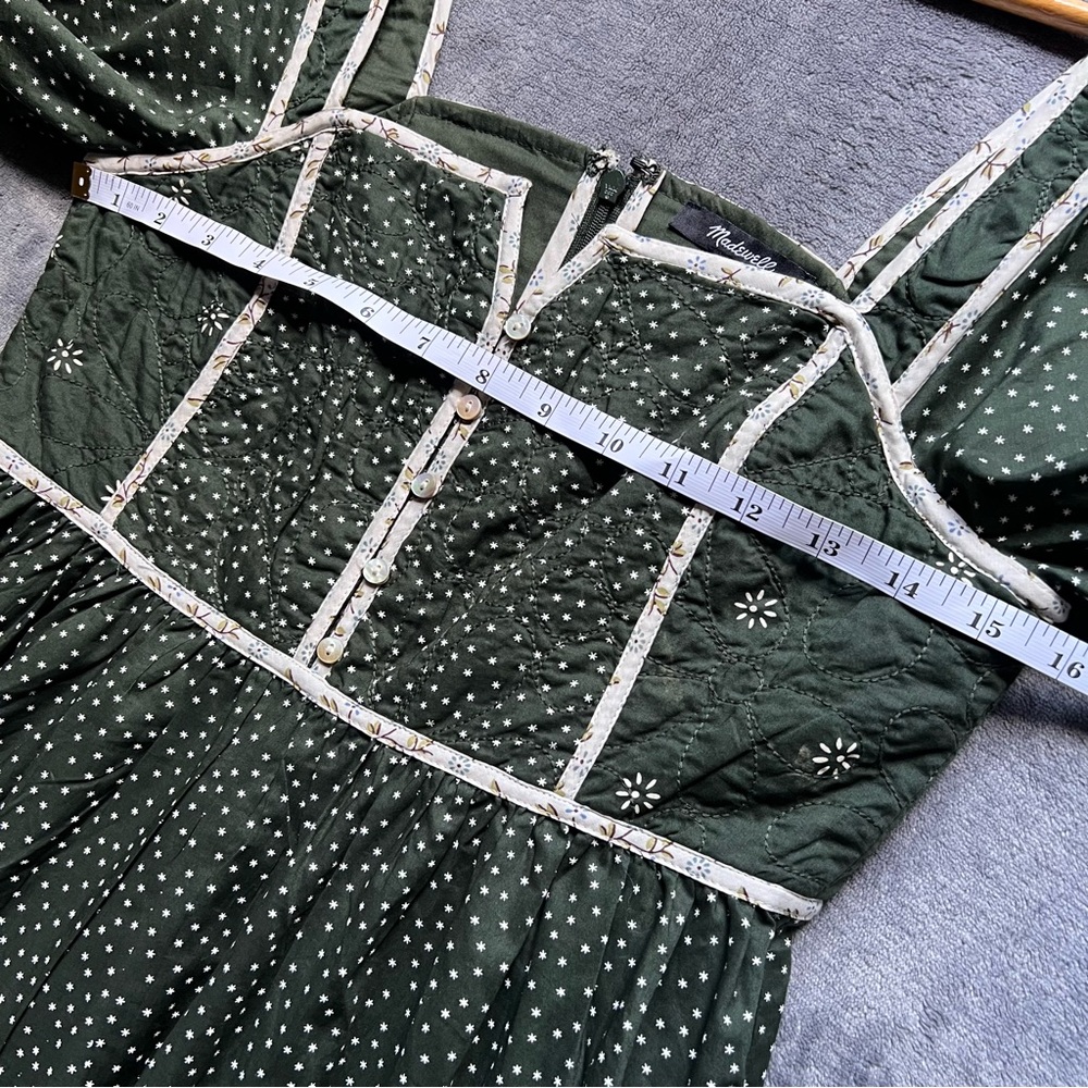 NEW Madewell Simi Patchwork Mini Dress Sz 2 Green White Boho Garden Puff Sleeve - Picture 6 of 16